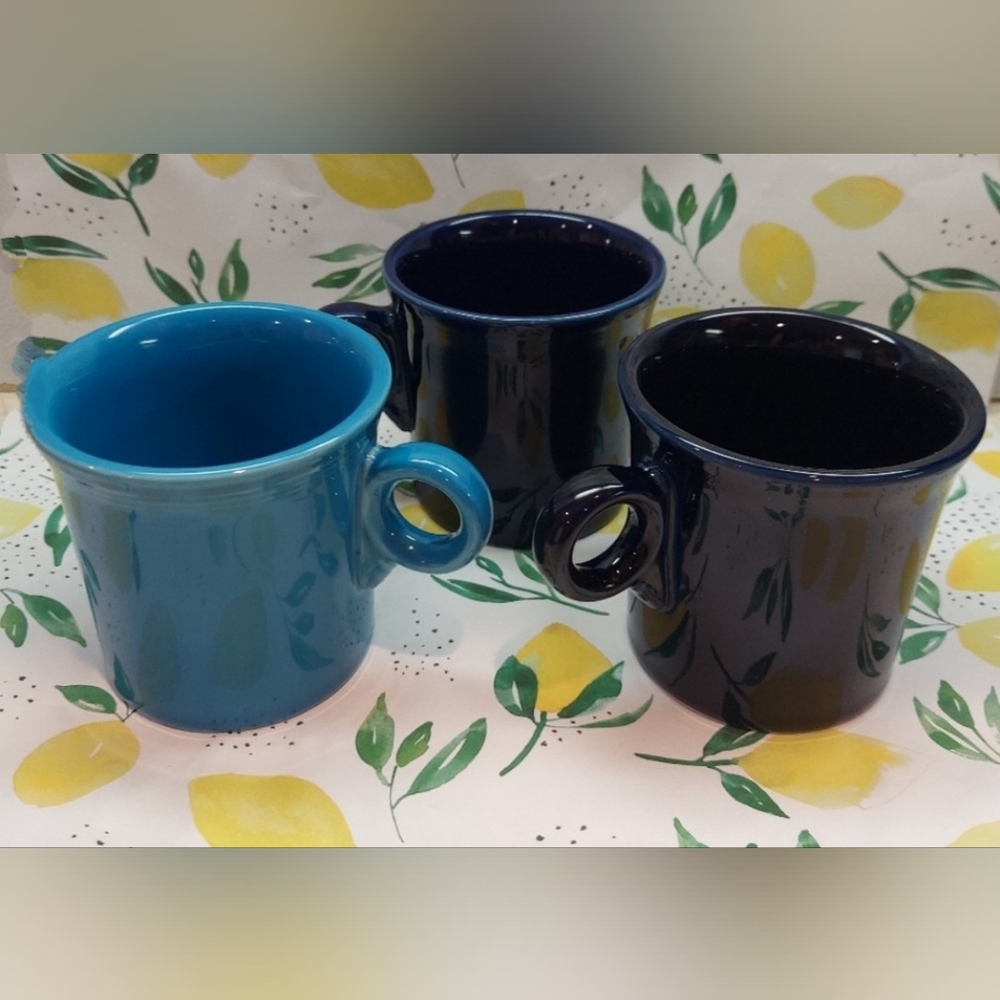 Set of 3 Fiesta Blue Navy Teal Mugs